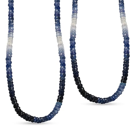 Shades of Blue Sapphire Necklace (Size - 20 with Extender) in 18k Gold Vermeil Sterling Silver 71.25 Ct.