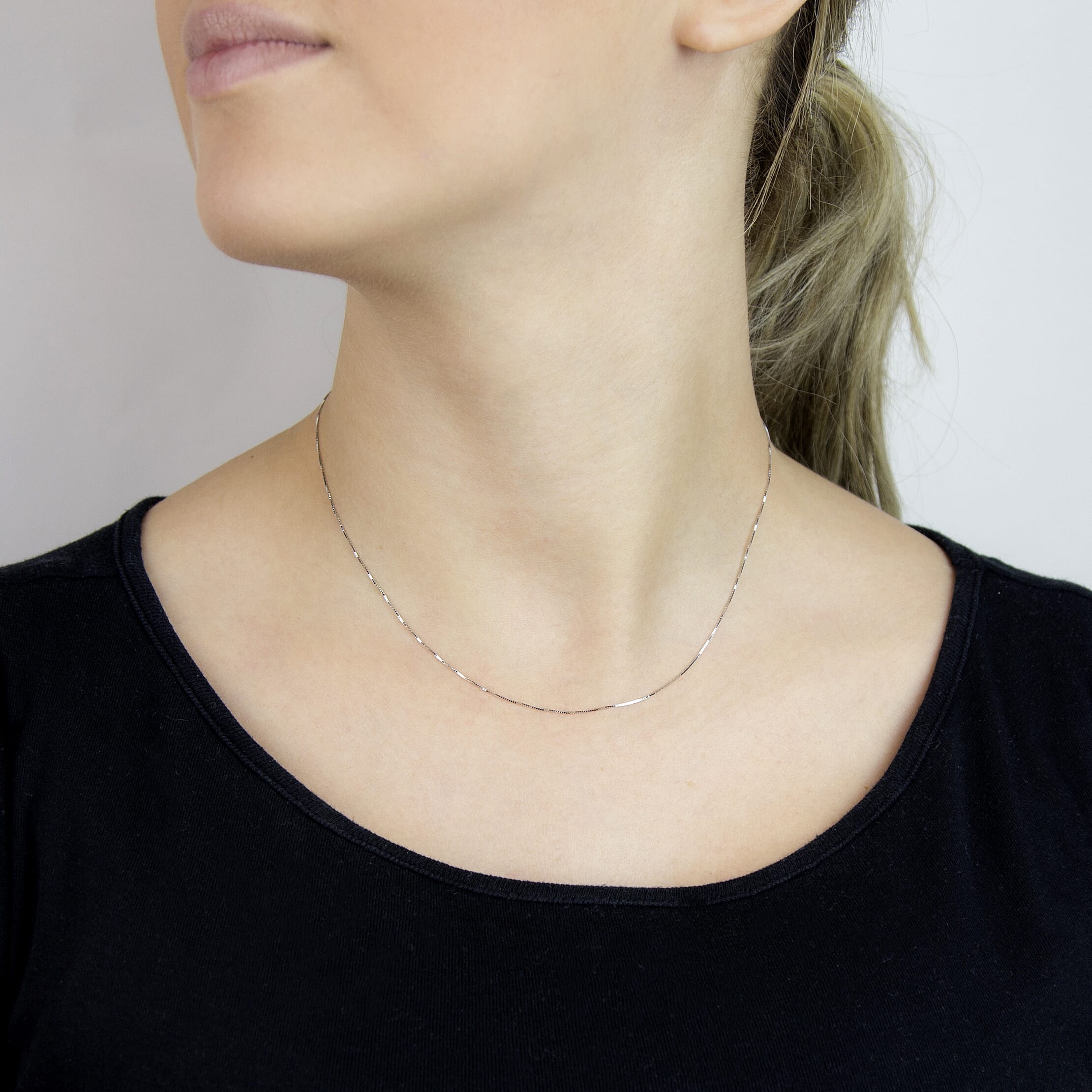 9K White Gold  Chain (Size - 16),  Gold Wt. 0.83 Gms