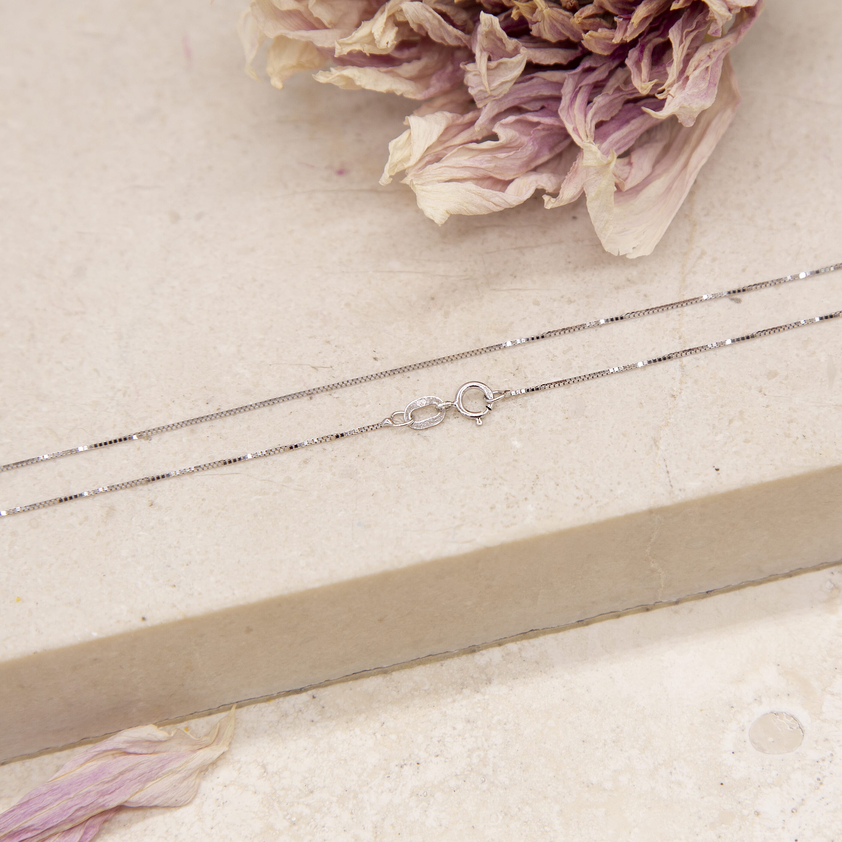 9K White Gold  Chain (Size - 16),  Gold Wt. 0.83 Gms