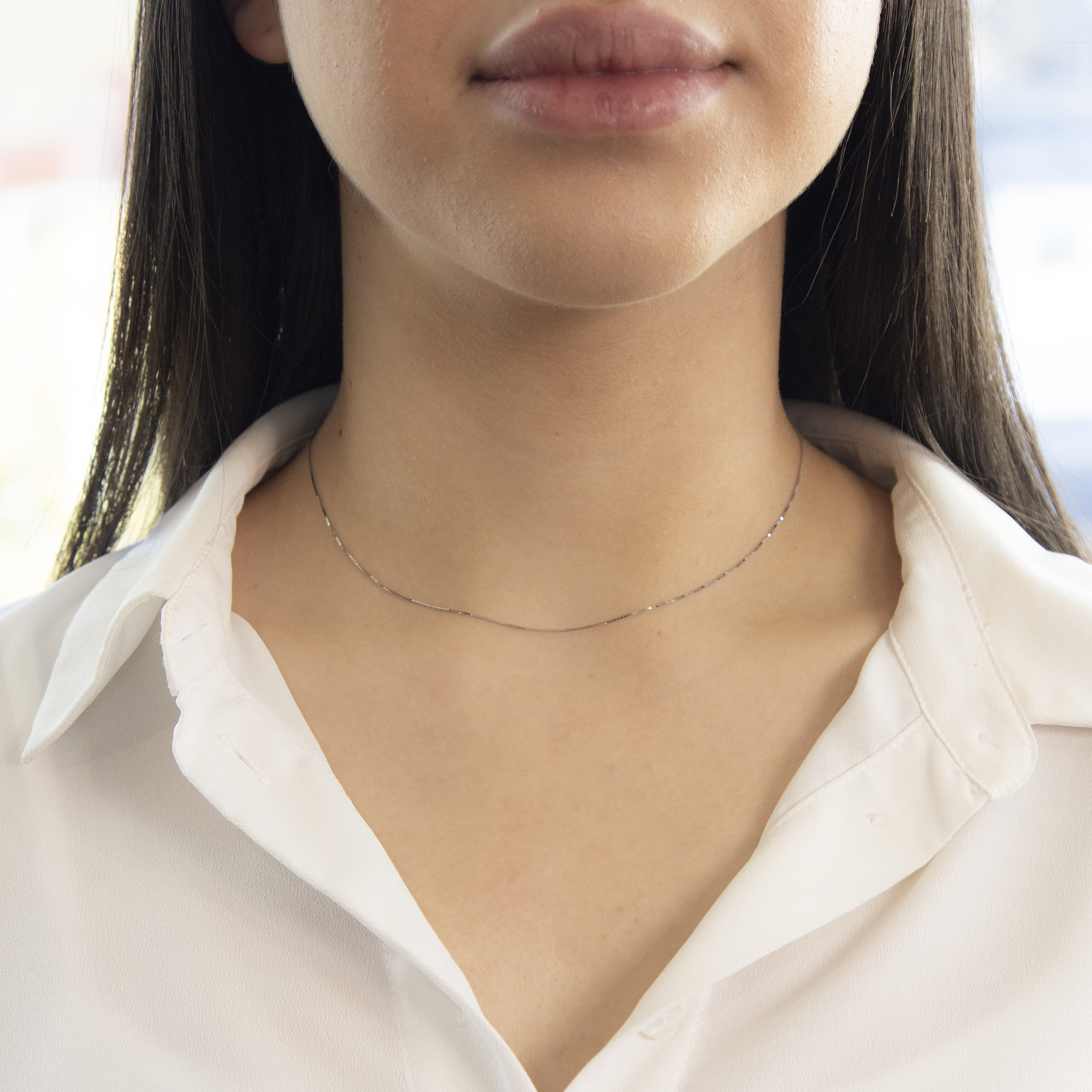 9K White Gold  Chain (Size - 14),  Gold Wt. 0.75 Gms