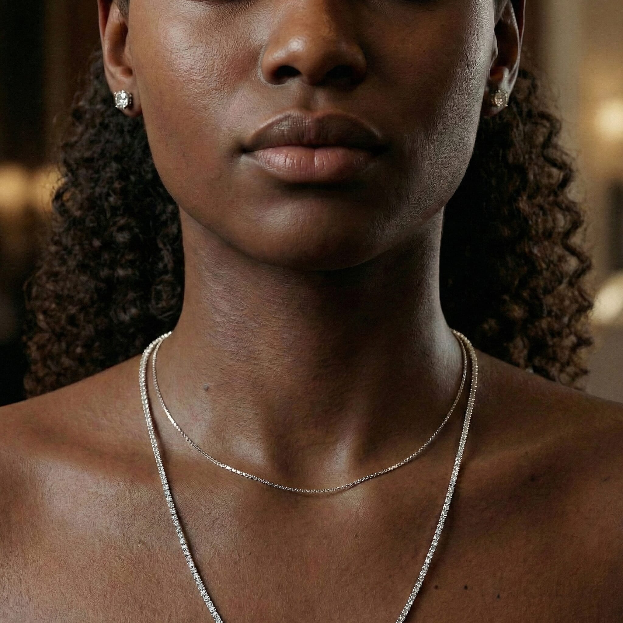 9K White Gold  Chain (Size - 14),  Gold Wt. 0.75 Gms