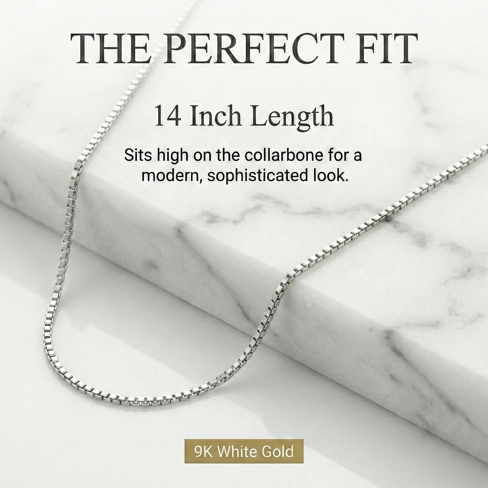 9K White Gold  Chain (Size - 14),  Gold Wt. 0.75 Gms