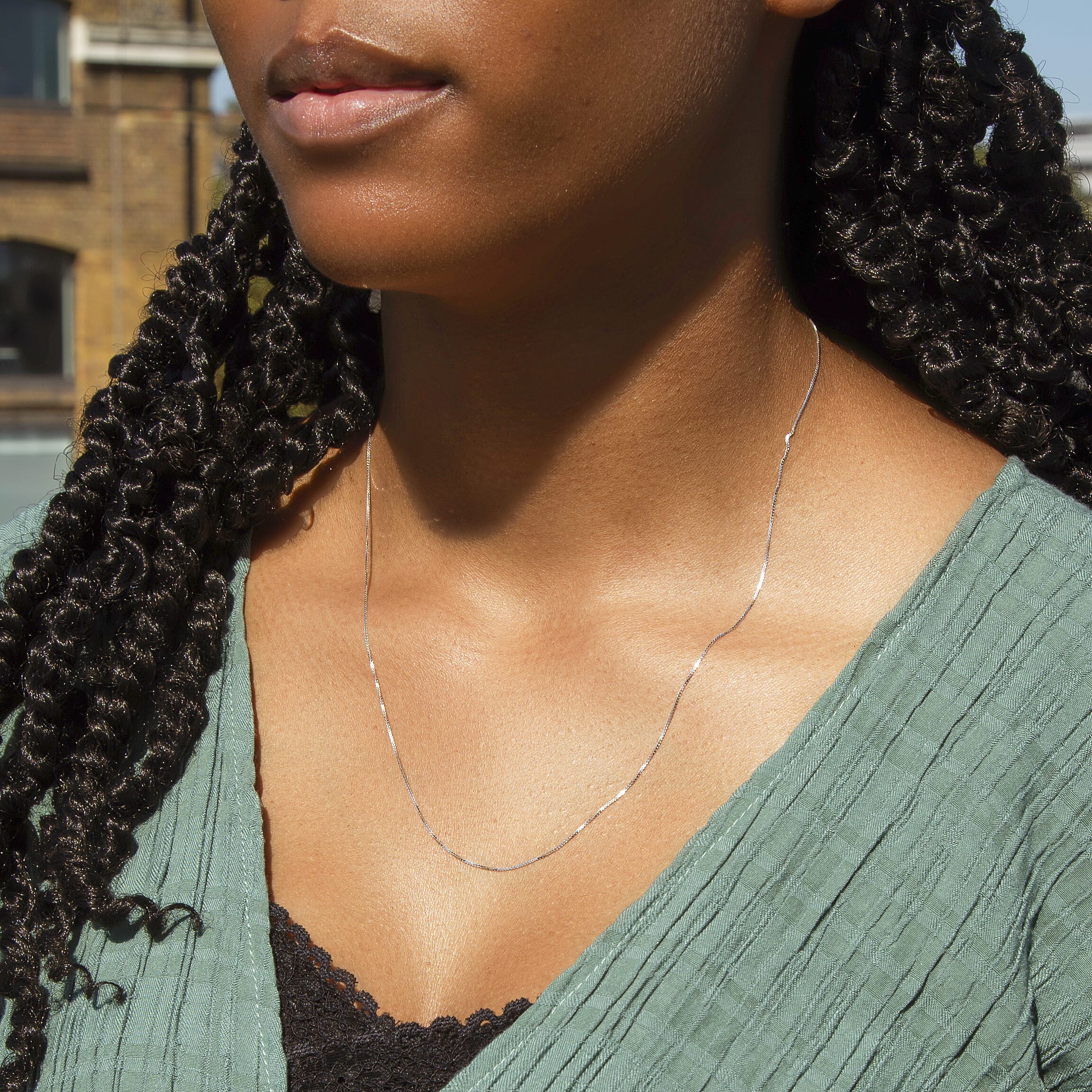 9K White Gold  Chain (Size - 20),  Gold Wt. 1 Gms