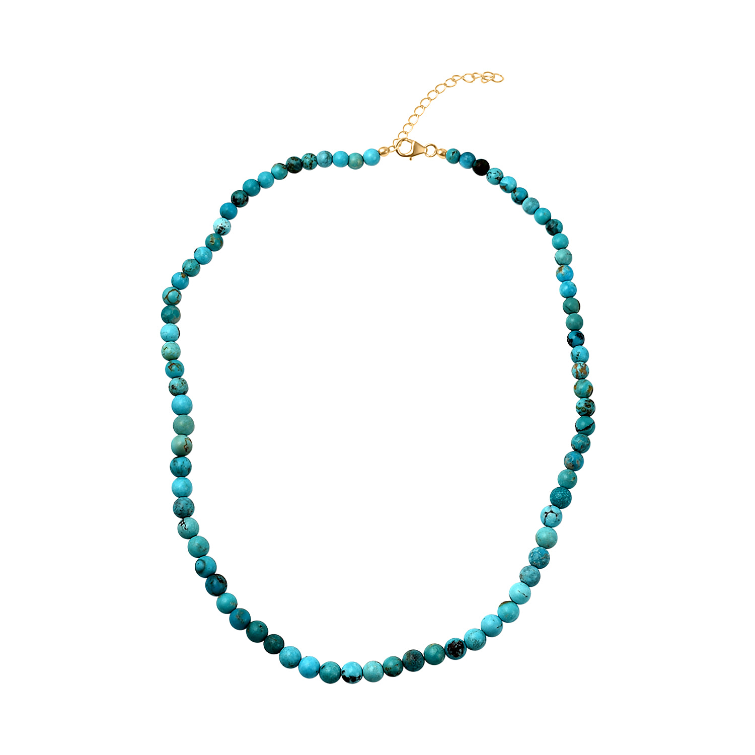 Tucson Special - Natural Arizona Turquoise Necklace (Size 18-20) in 18K Gold Vermeil Plated Sterling Silver 88.62 Ct