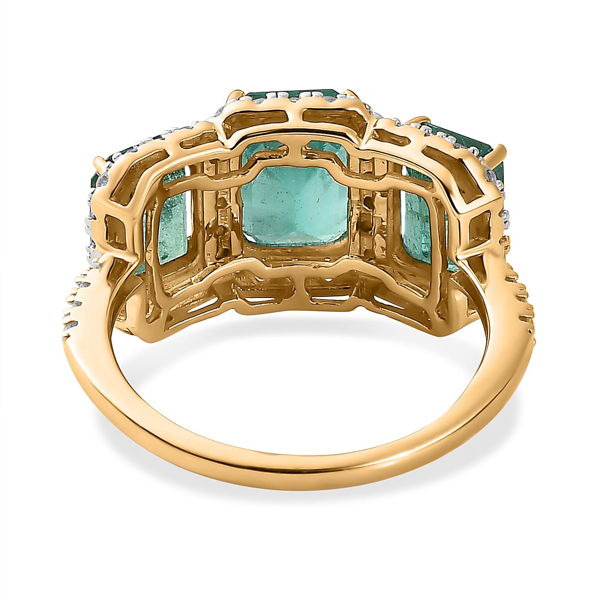 14K Yellow Gold AAA Emerald & Diamond Stone Ring 3.90 Ct - By Tony Diniz