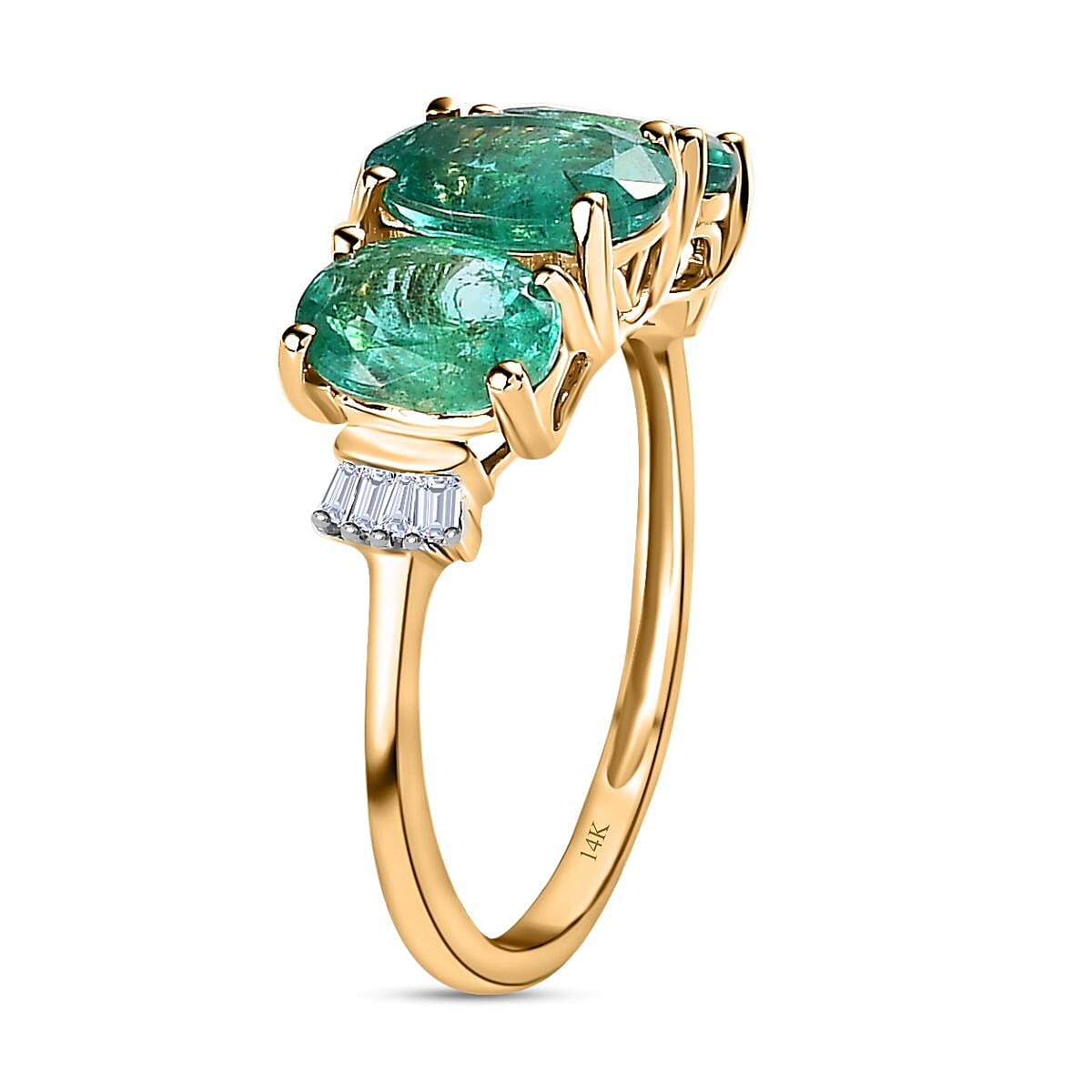 14K Yellow Gold AAA Gemfields Emerald and Diamond Ring 2.70 Ct