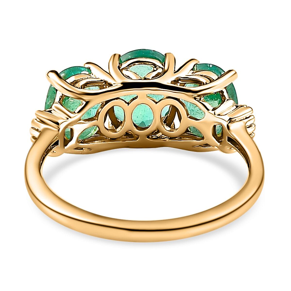 14K Yellow Gold AAA Gemfields Emerald and Diamond Ring 2.70 Ct