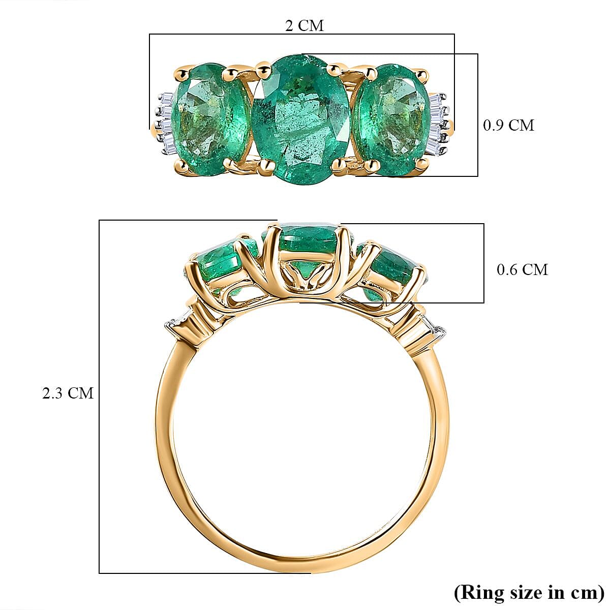 14K Yellow Gold AAA Gemfields Emerald and Diamond Ring 2.70 Ct
