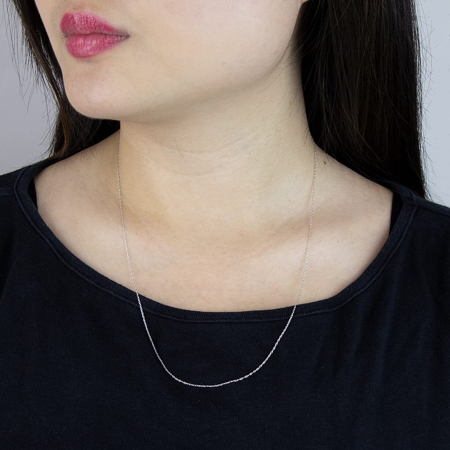 9K White Gold  Chain (Size - 20),  Gold Wt. 0.39 Gms