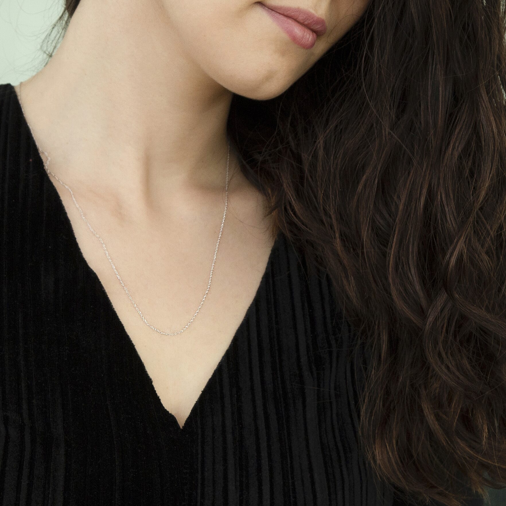 9K White Gold  Chain (Size - 18),  Gold Wt. 0.35 Gms