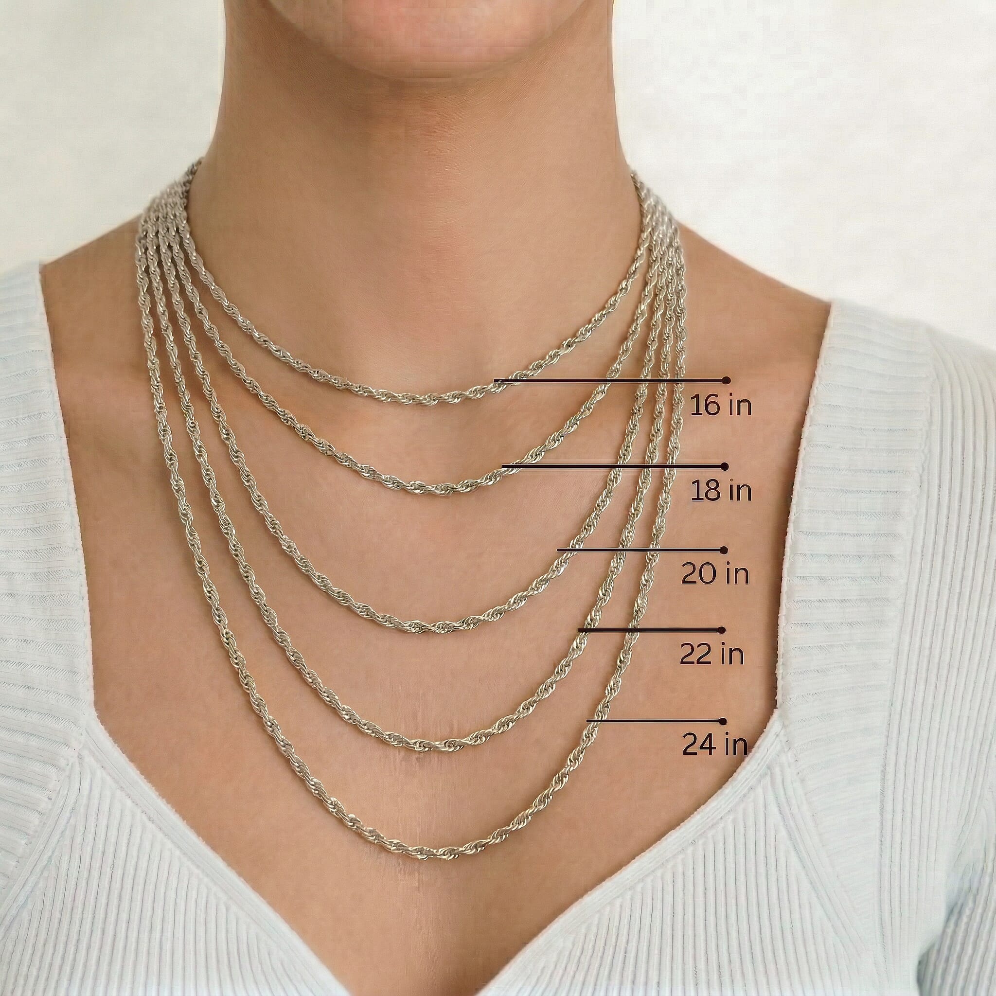 9K White Gold  Chain (Size - 18),  Gold Wt. 0.35 Gms