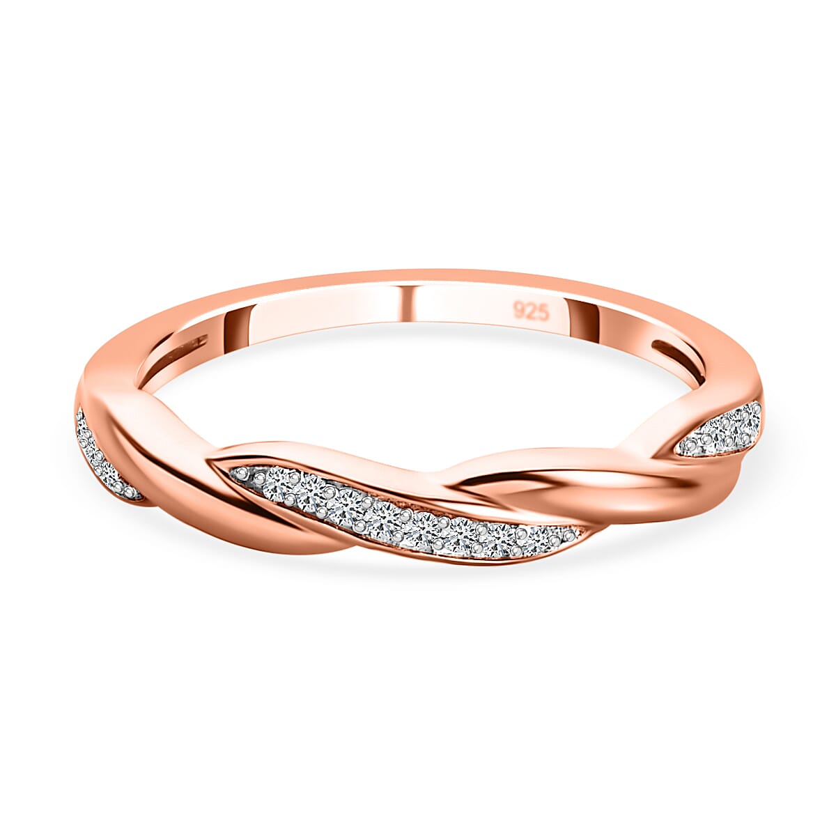 White Cubic Zirconia Band Ring in Sterling Silver