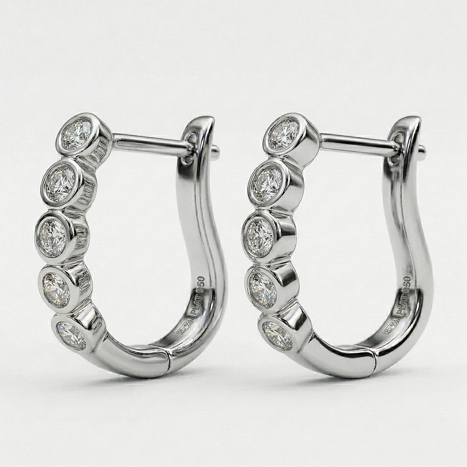 One Time Close Out Deal - Diamond Earrings with Clasp in Platinum Overlay Sterling Silver