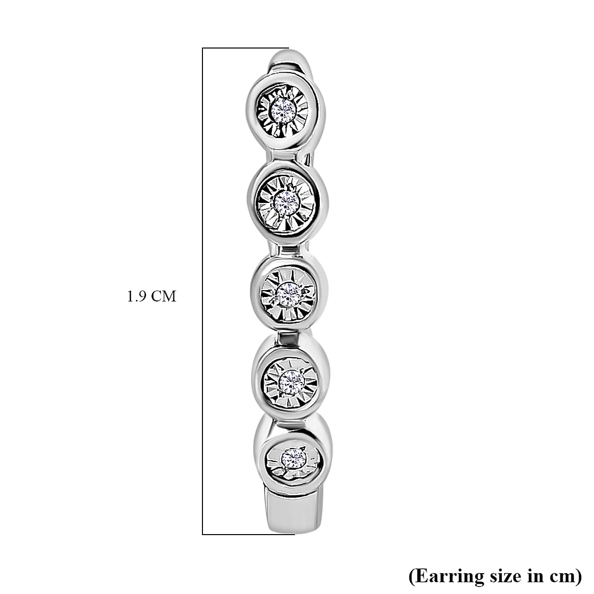 One Time Close Out Deal - Diamond Earrings with Clasp in Platinum Overlay Sterling Silver