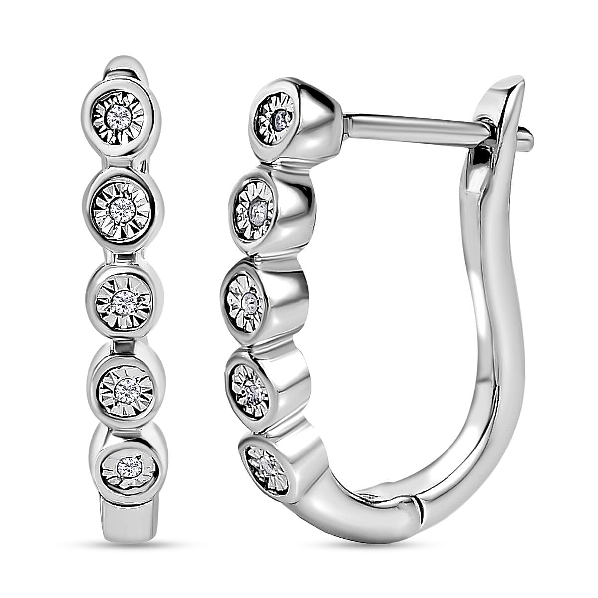 Silver hoop hot sale earrings diamonds