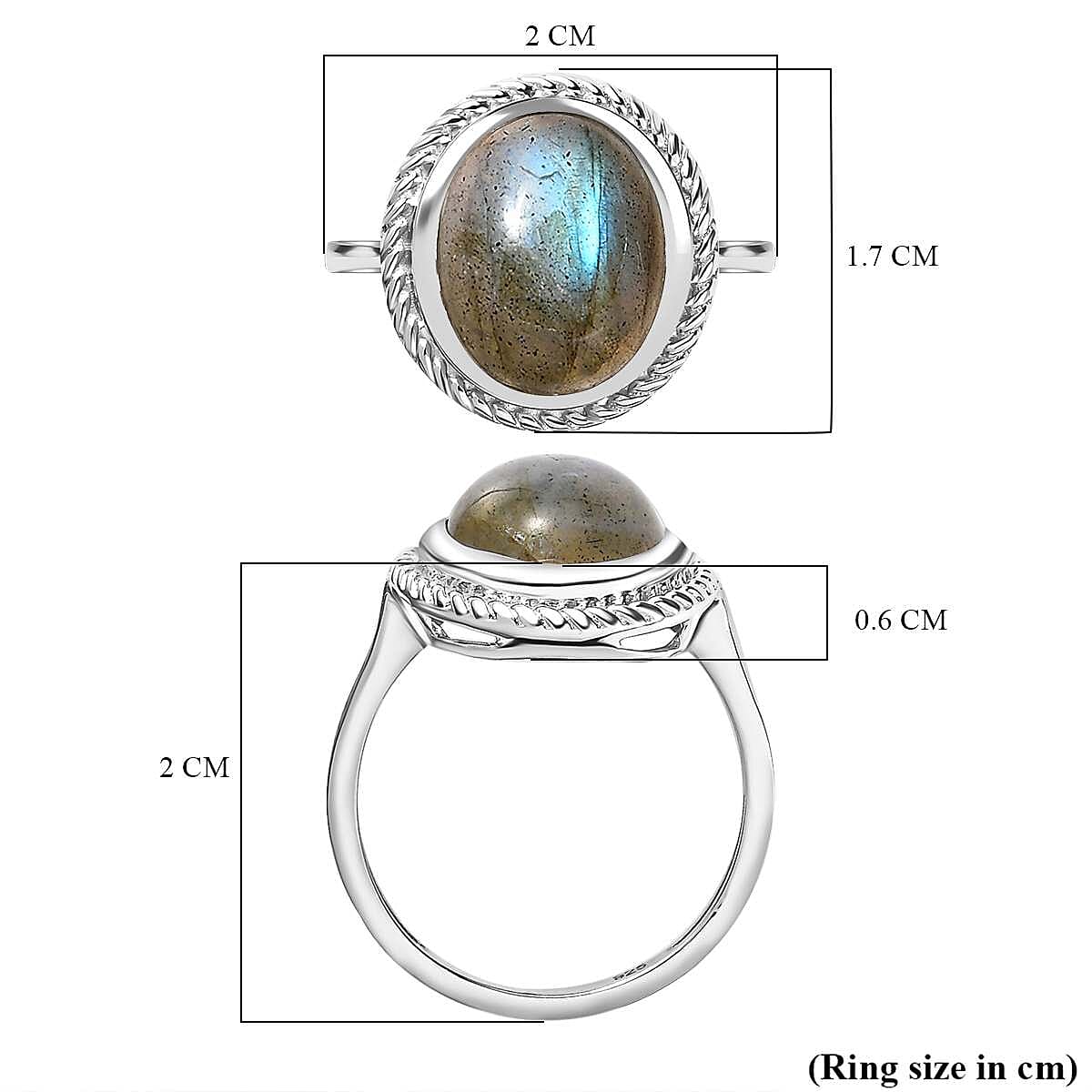 Labradorite Solitaire Ring in Platinum Overlay Sterling Silver 5.25 Ct
