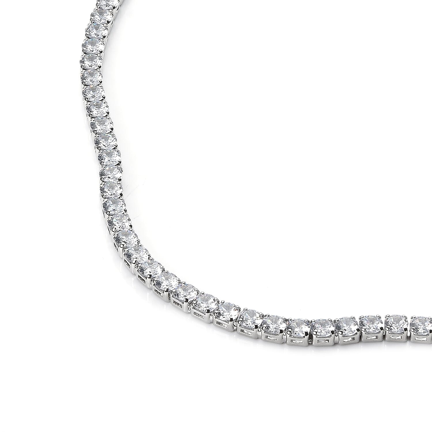 Simulated Diamond Necklace 30.00ct Equiv.(Size - 18) in Silver Tone.