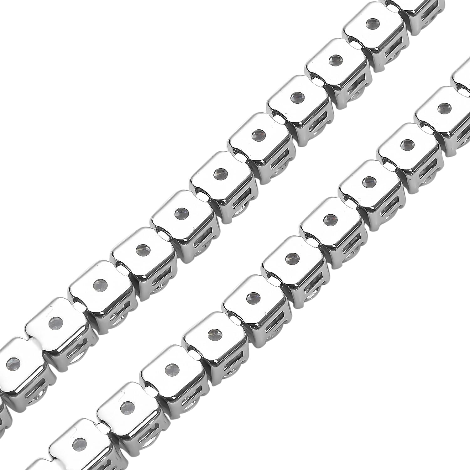 Simulated Diamond Necklace 30.00ct Equiv.(Size - 18) in Silver Tone.