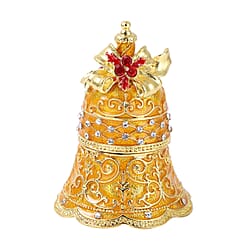 Red and White Austrian Crystal Studded Jingle Bell Jewellery Box - Red
