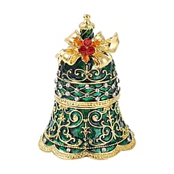 Red and White Austrian Crystal Studded Jingle Bell Jewellery Box - Red