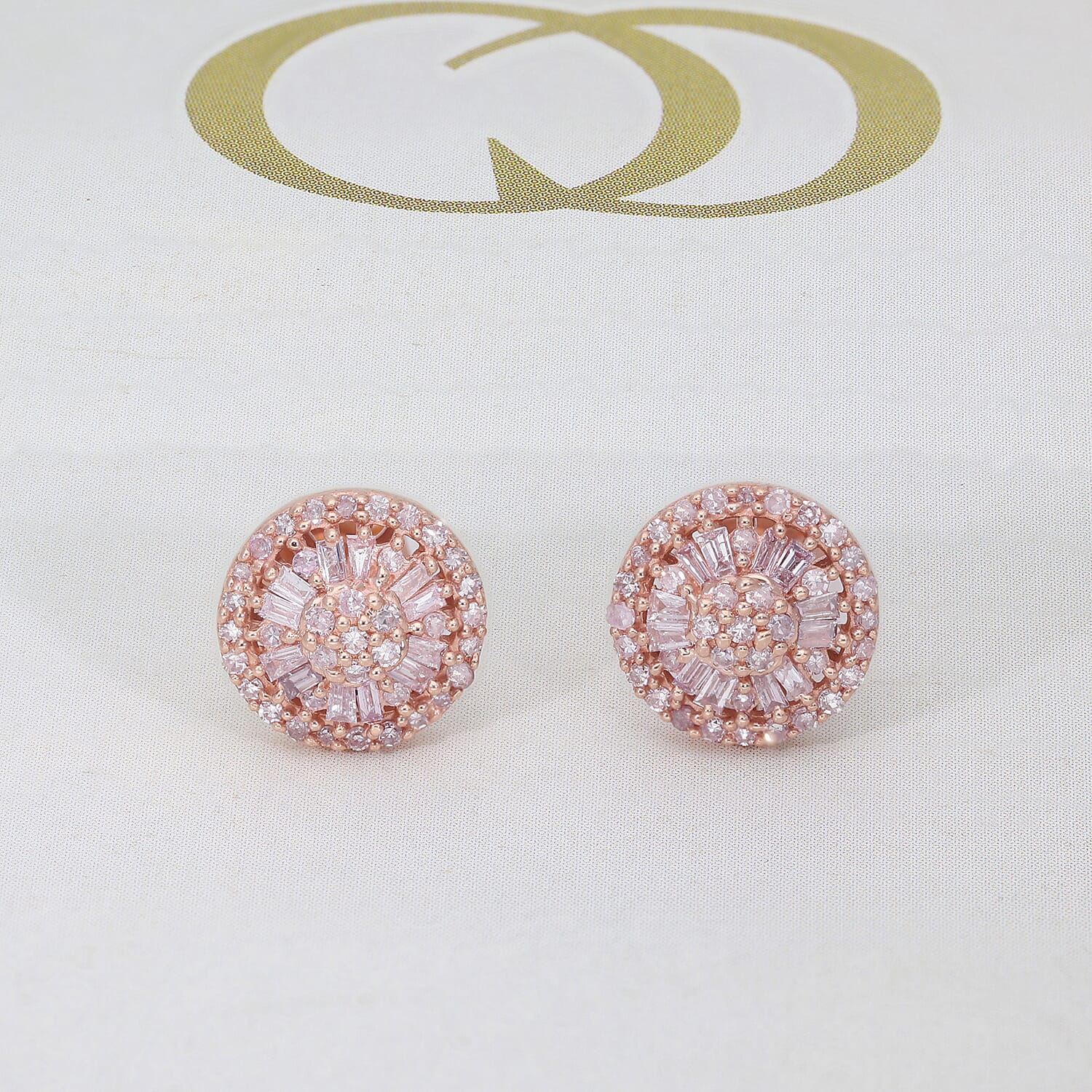 9K Rose Gold Pink Diamond Stud Earrings (with Push Back) 0.50 Ct.