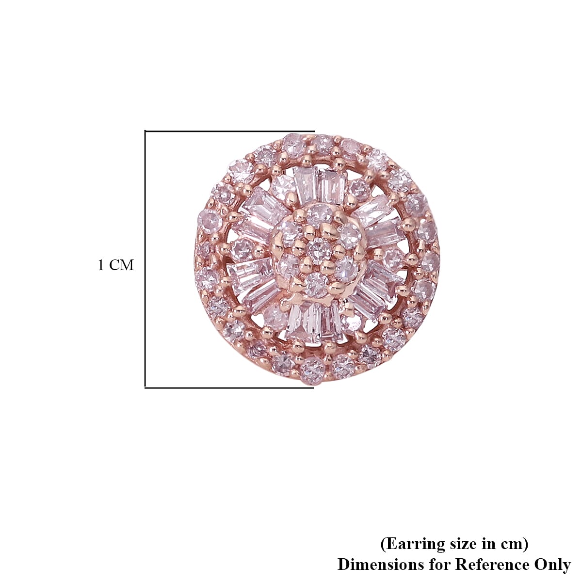 9K Rose Gold Pink Diamond Stud Earrings (with Push Back) 0.50 Ct.