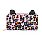 Leopard Pattern Long Size Wallet with Zipper Closure  Pink and Brown