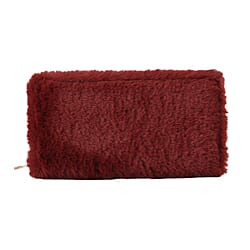 Faux Fur Long Size Wallet with Zipper Closure  Black