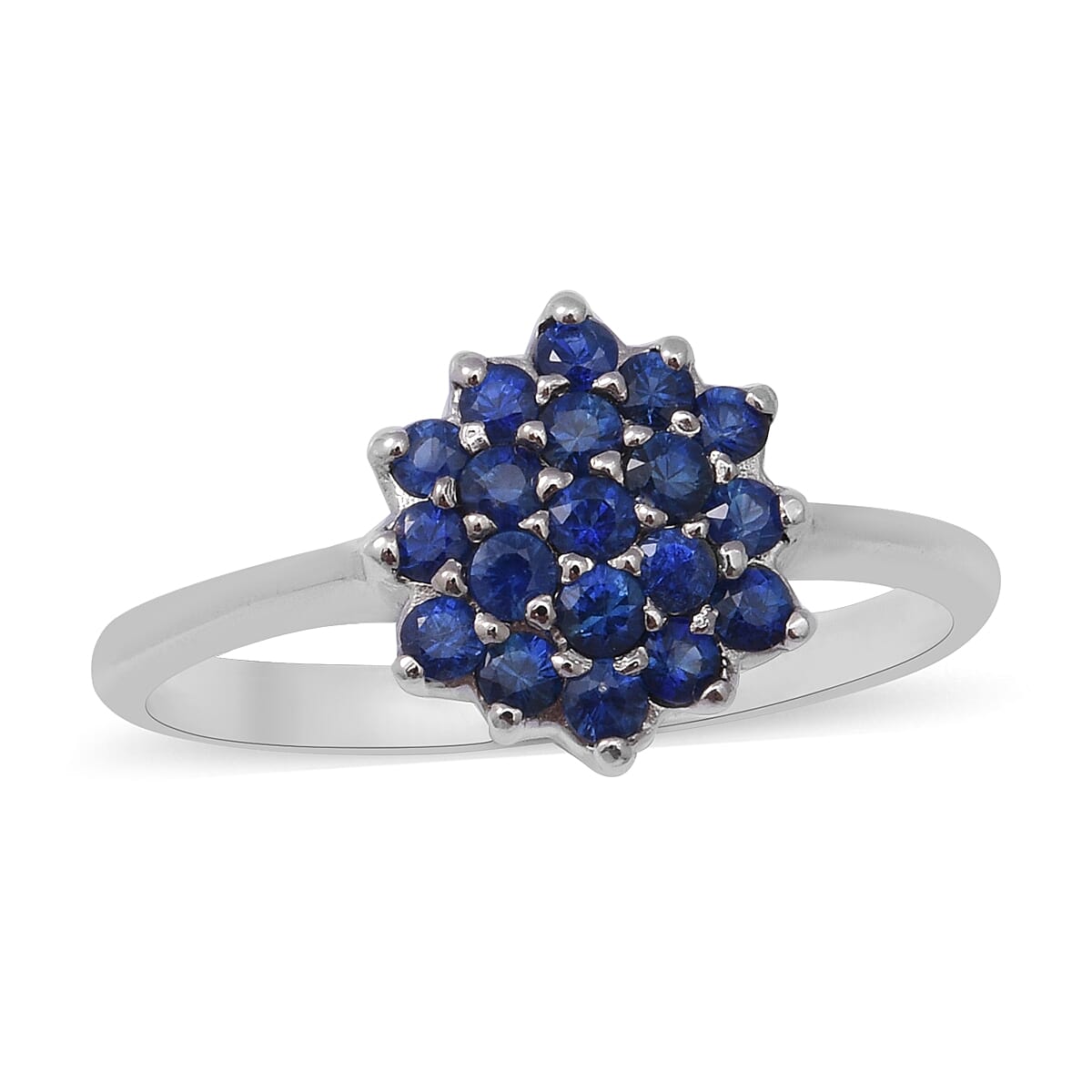 Ceylon Sapphire Ring in Rhodium Overlay Sterling Silver