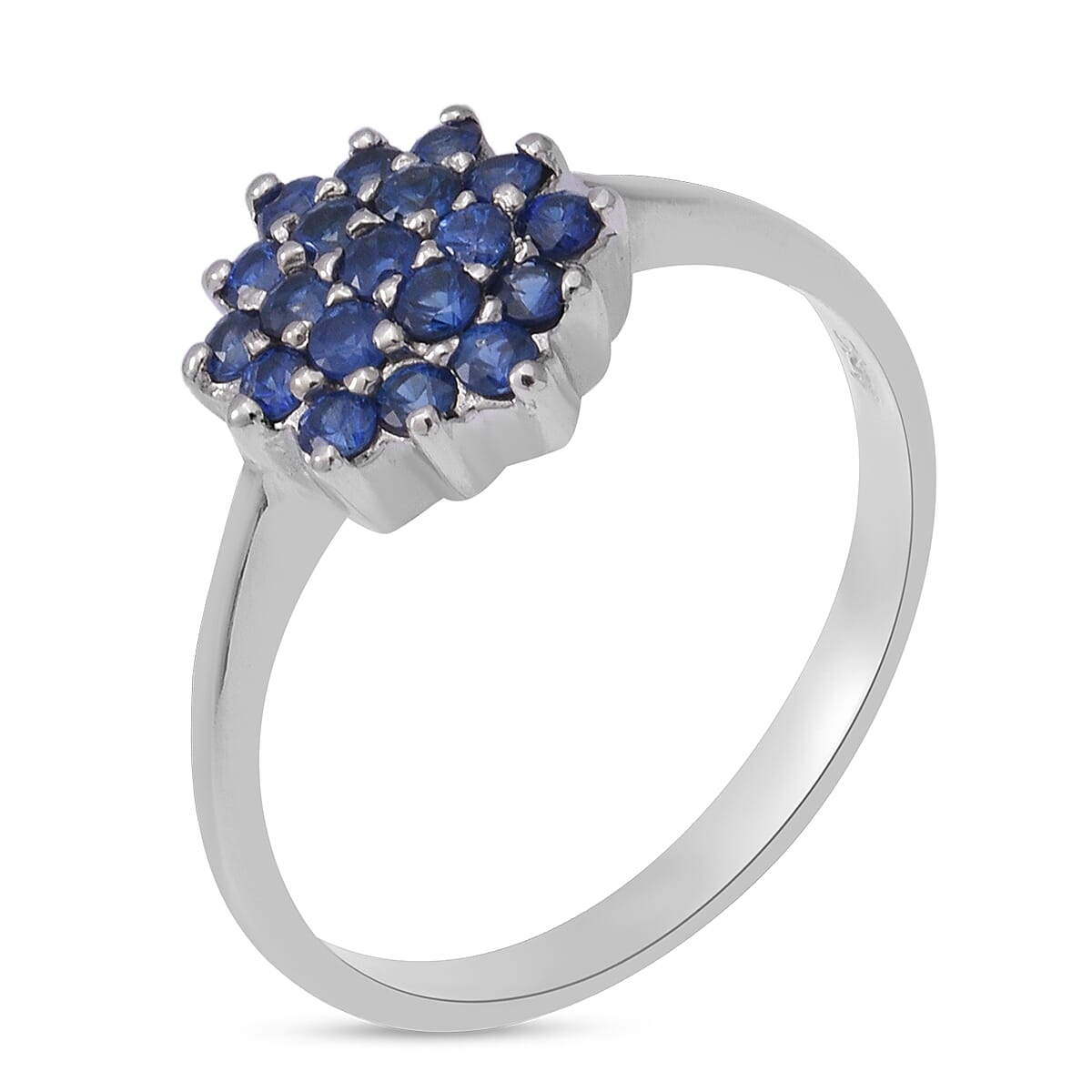 Ceylon Sapphire Ring in Rhodium Overlay Sterling Silver