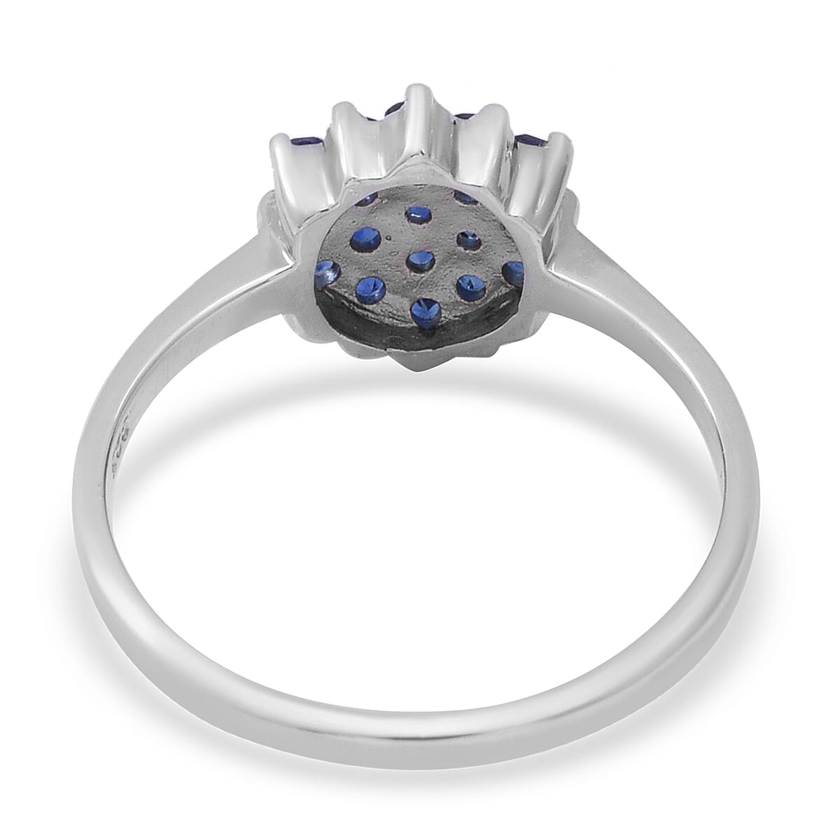 Ceylon Sapphire Ring in Rhodium Overlay Sterling Silver