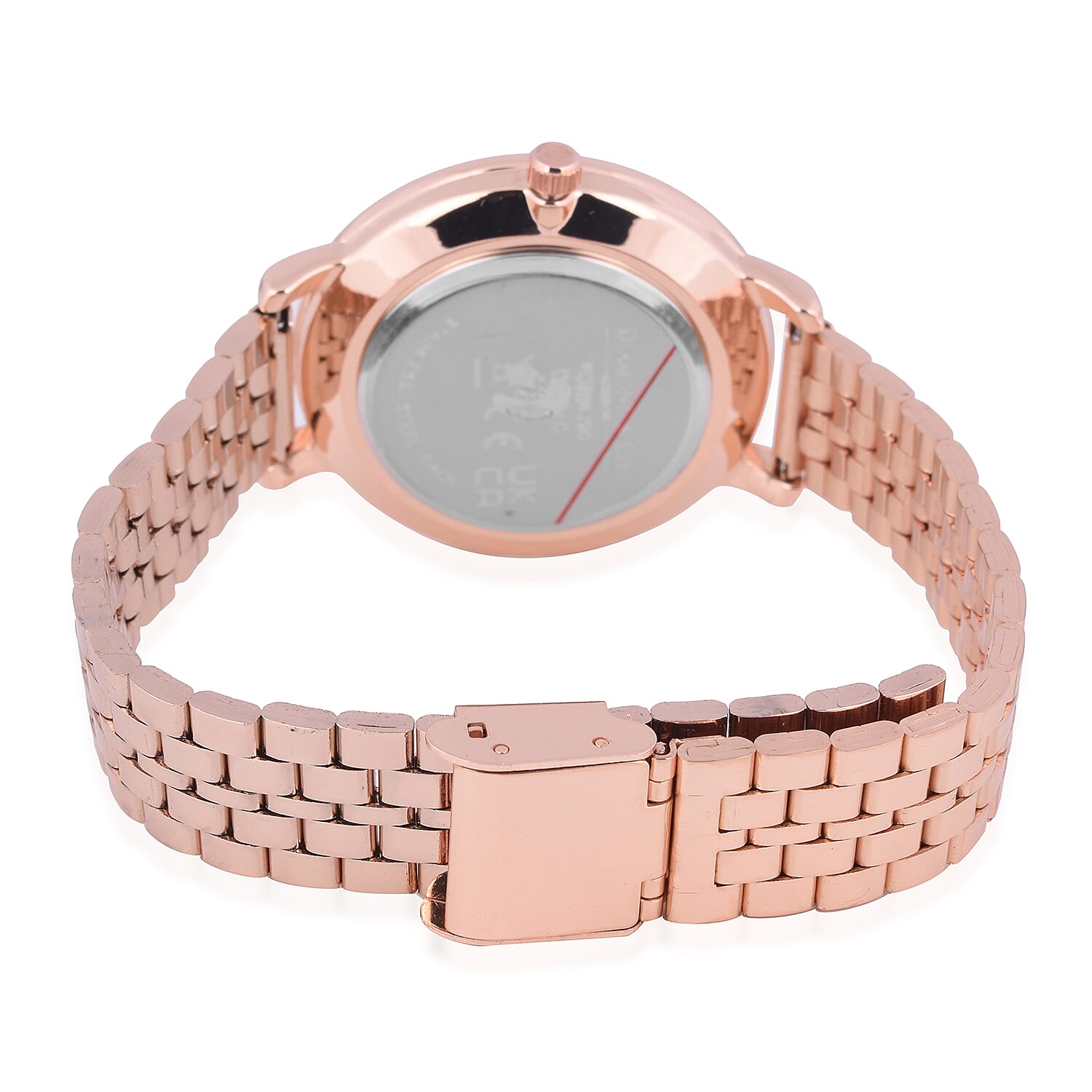 DIAMOND & CO. Natural Pink Diamond Studded Ladies Watch with Rose Gold Colour Chain Strap
