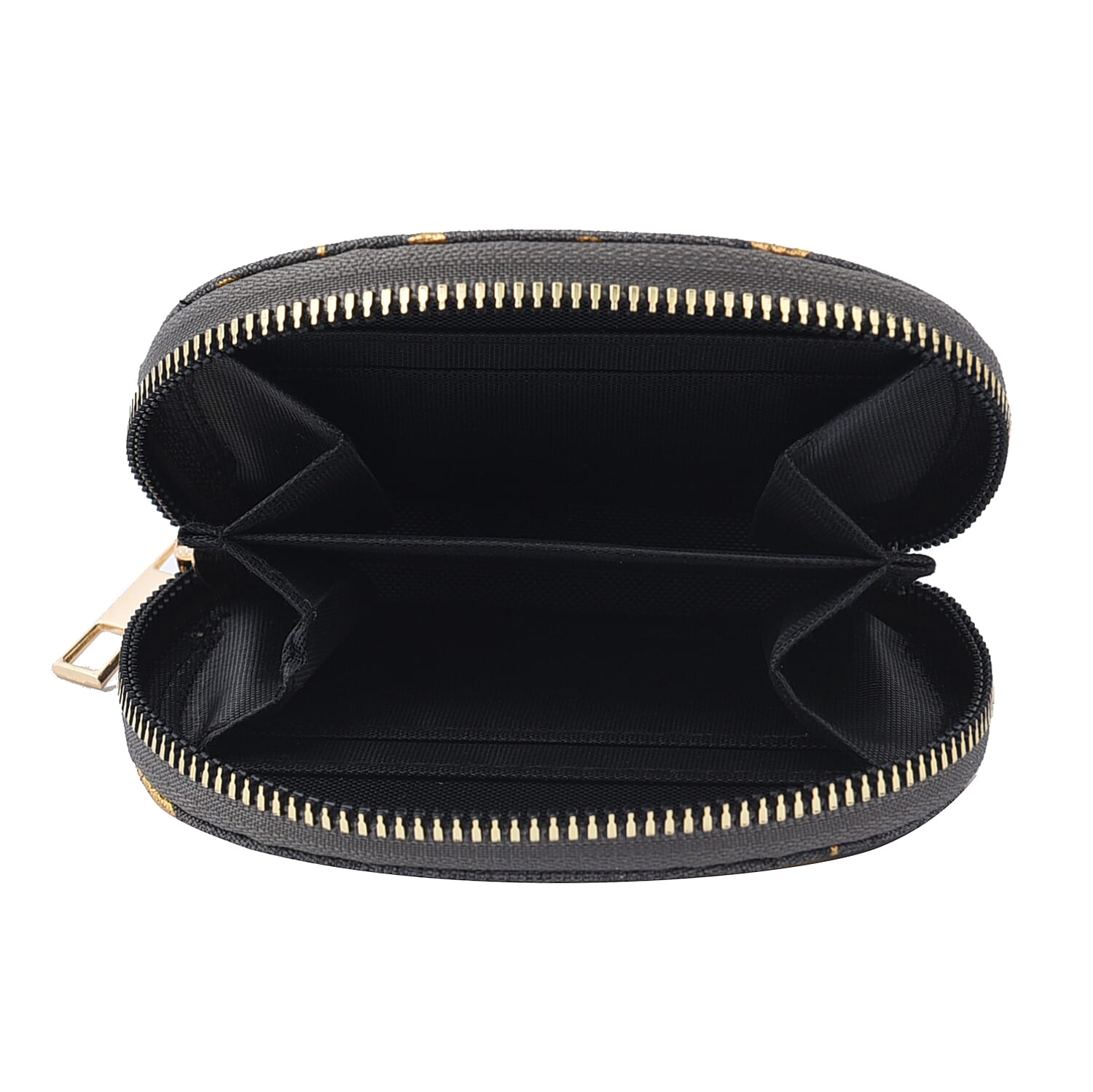 Set of 3 - Golden Leaves Pattern Jute Wallet with Zipper Closure  Grey