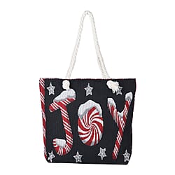 Christmas Collection Joy Pattern Tote Bag - Black