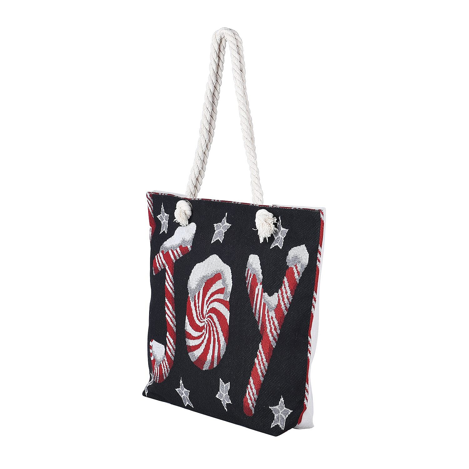 Christmas Collection Joy Pattern Tote Bag - Black