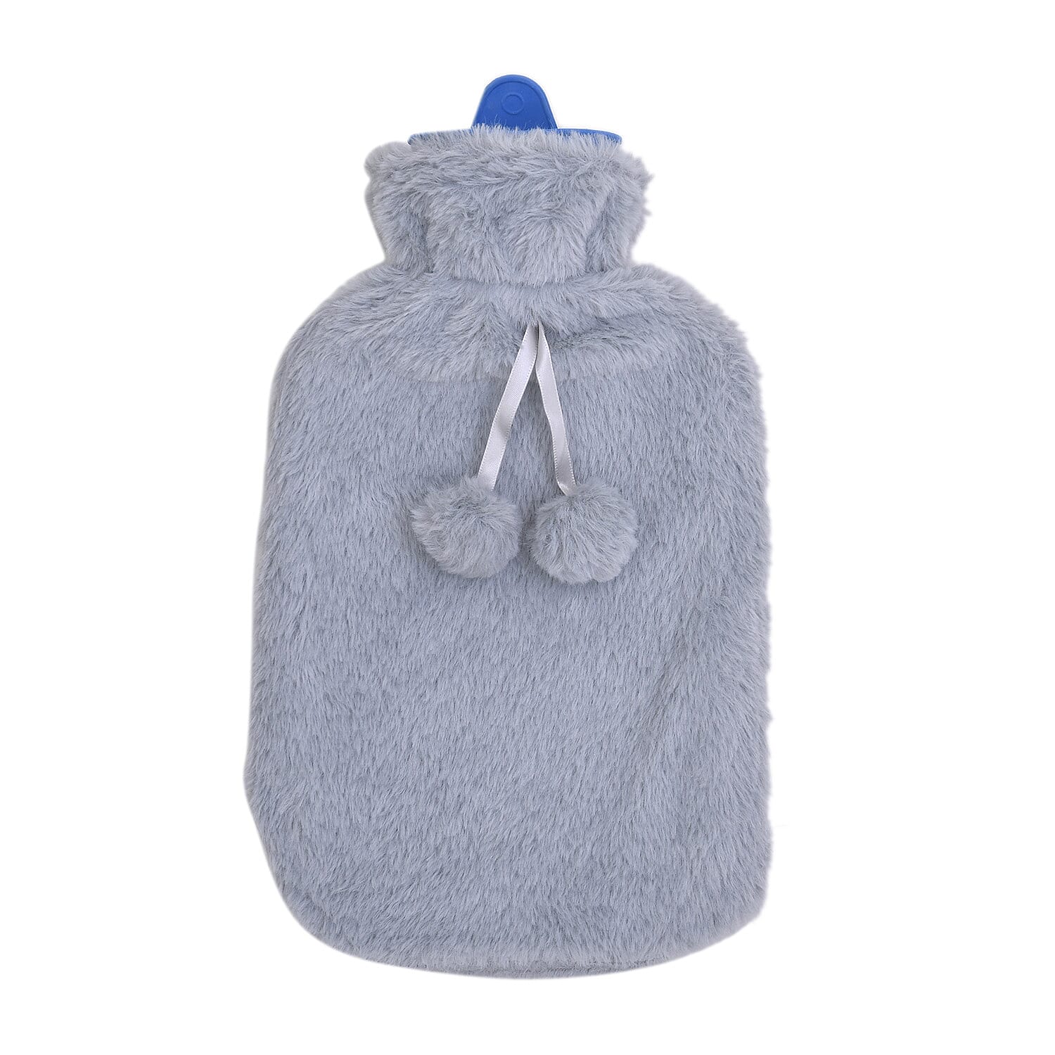 Set of 2 Hot Water Bottles with Faux Fur Cover  Light Blue and Pink