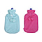 Set of 2 Hot Water Bottles with Faux Fur Cover  Light Blue and Pink
