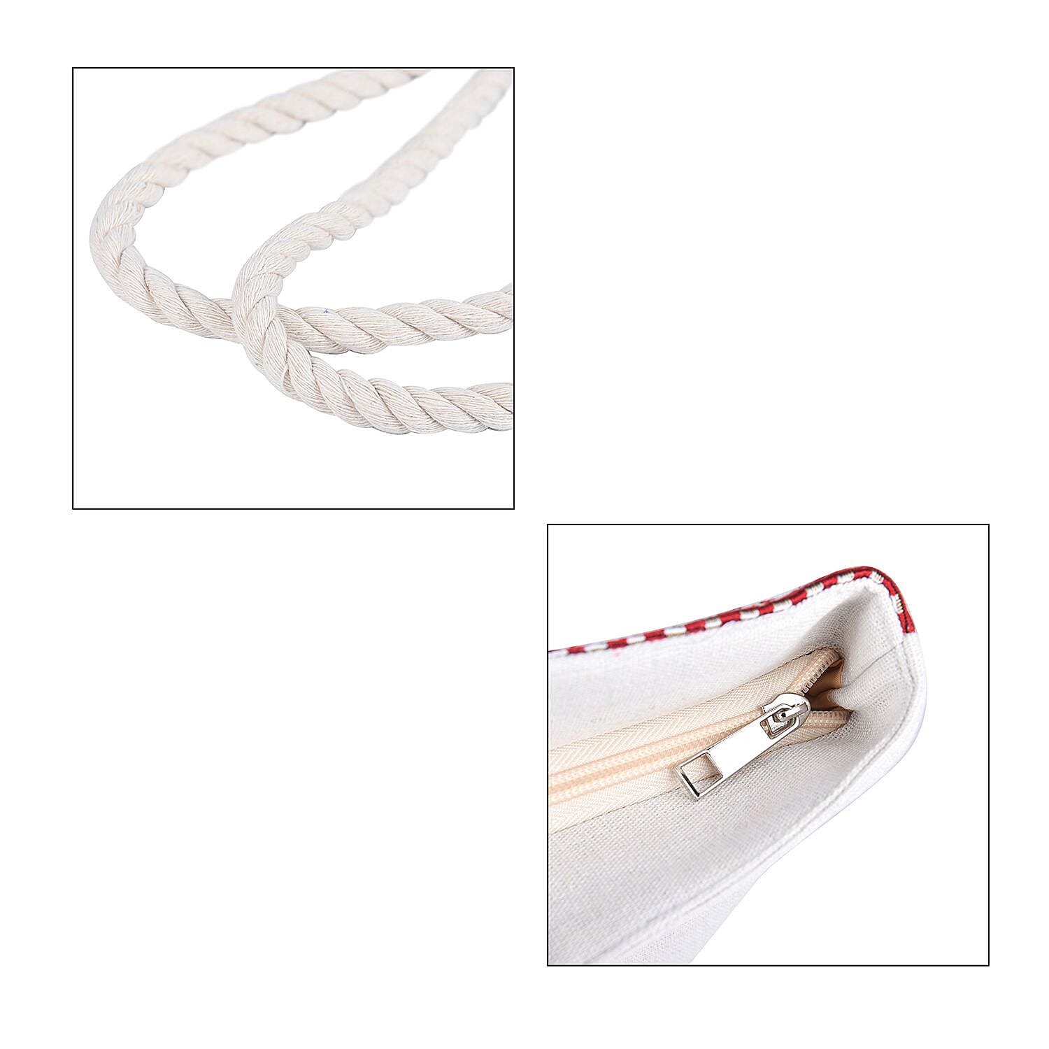 Snowflake Pattern Tote Bag with Handel Drop (Size 42x34x9x37 Cm) - Red & White