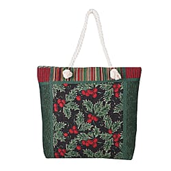 Christmas Collection Joy Pattern Tote Bag - Black