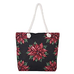 Christmas Collection Joy Pattern Tote Bag - Black