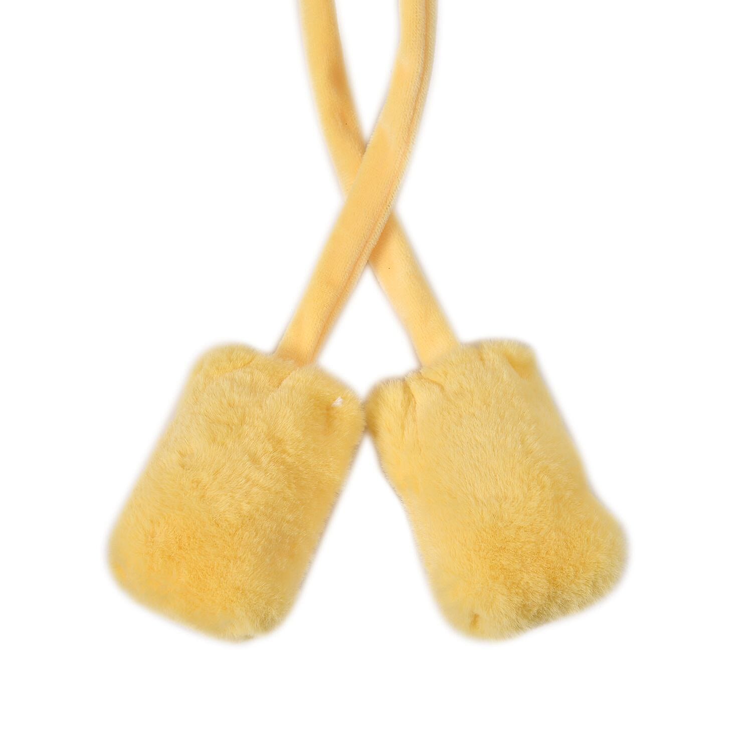  Warm & Plush Winter Earmuffs with Moving Jumping Ear & Duck Face Headband (Size 58x16cm) - Yellow