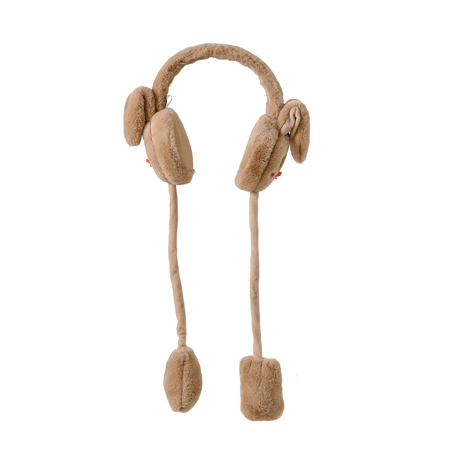 Warm & Plush Winter Earmuffs with Moving Jumping Ear & Duck Face Headband - Khaki