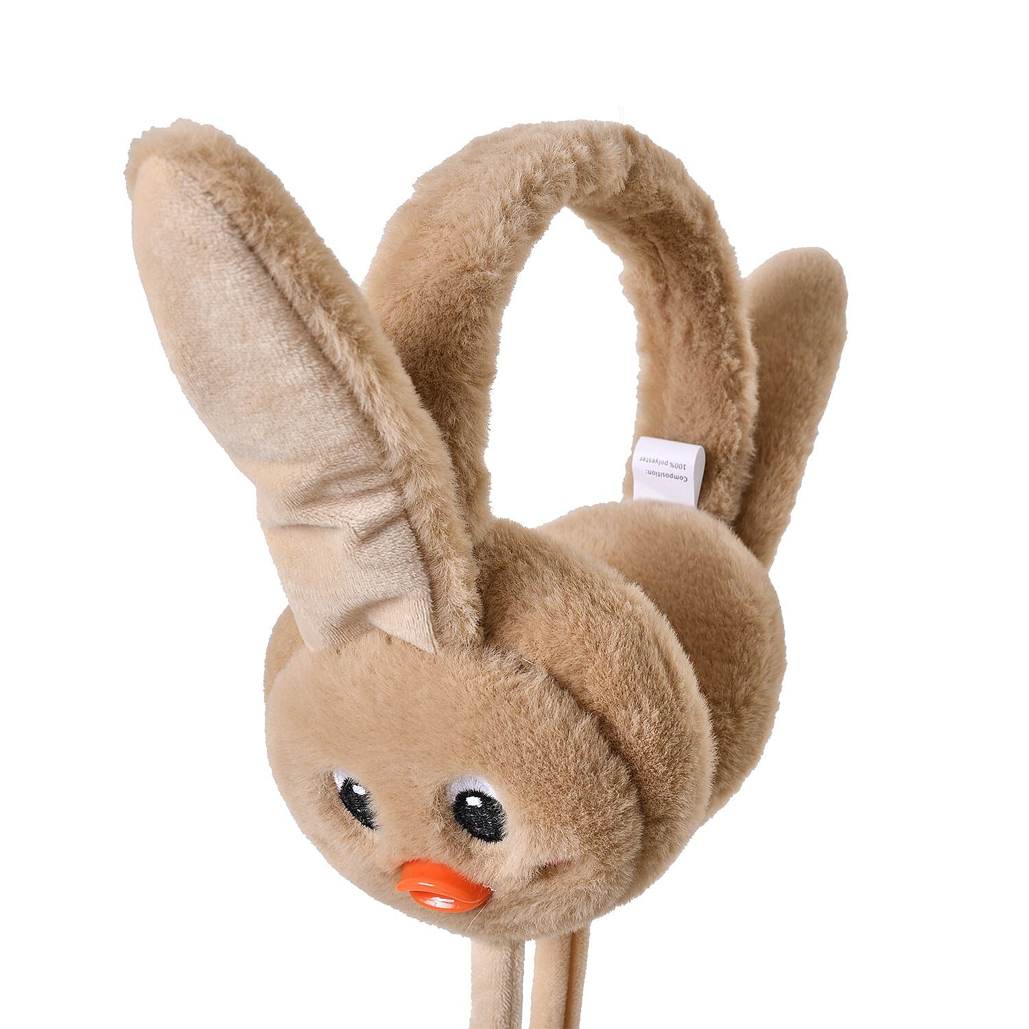 Warm & Plush Winter Earmuffs with Moving Jumping Ear & Duck Face Headband - Khaki