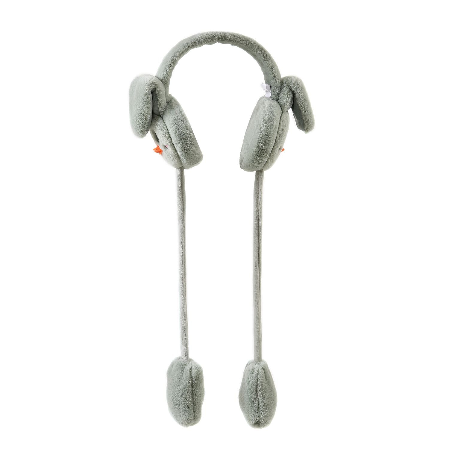 Warm & Plush Winter Earmuffs with Moving Jumping Ear & Duck Face Headband - Green