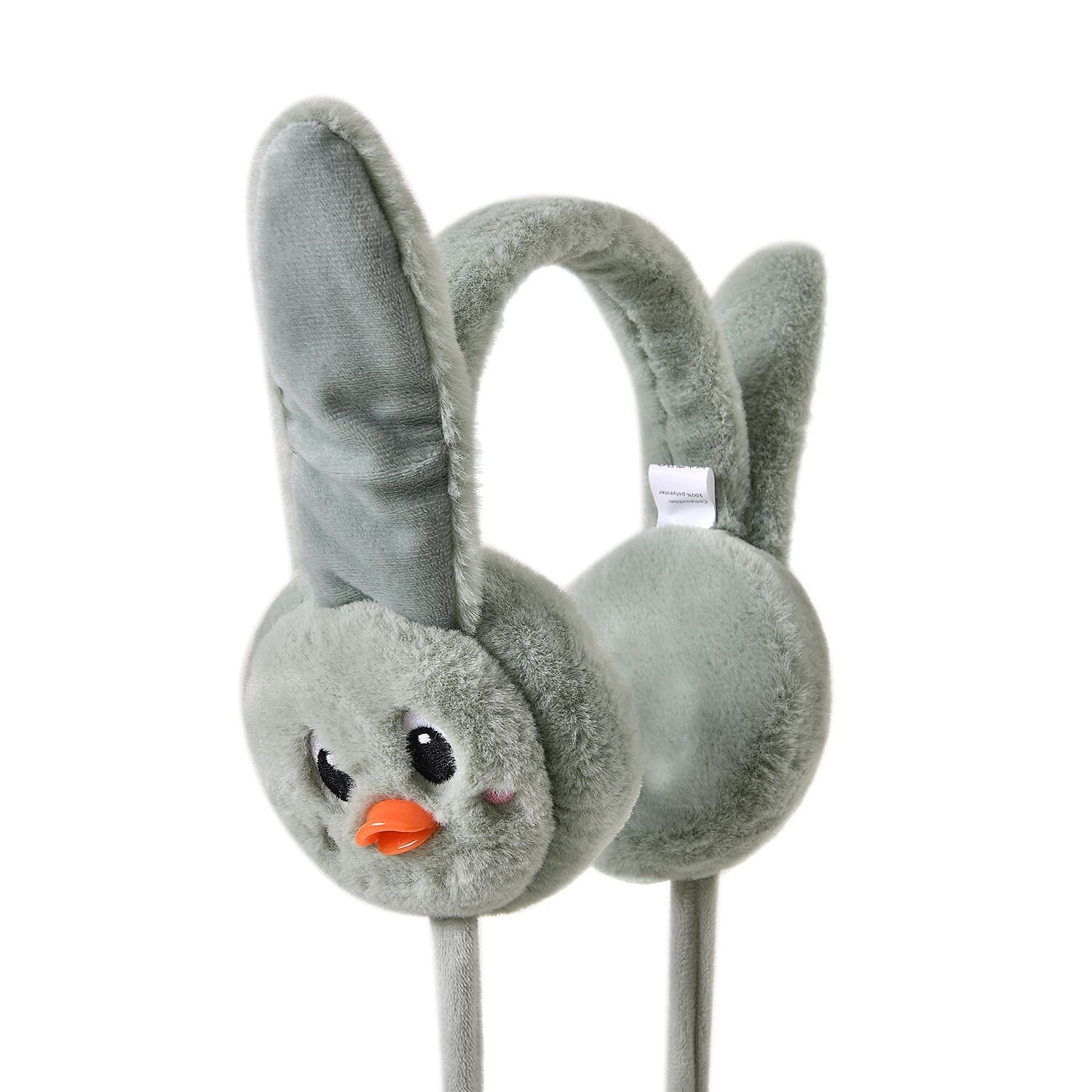 Warm & Plush Winter Earmuffs with Moving Jumping Ear & Duck Face Headband - Green