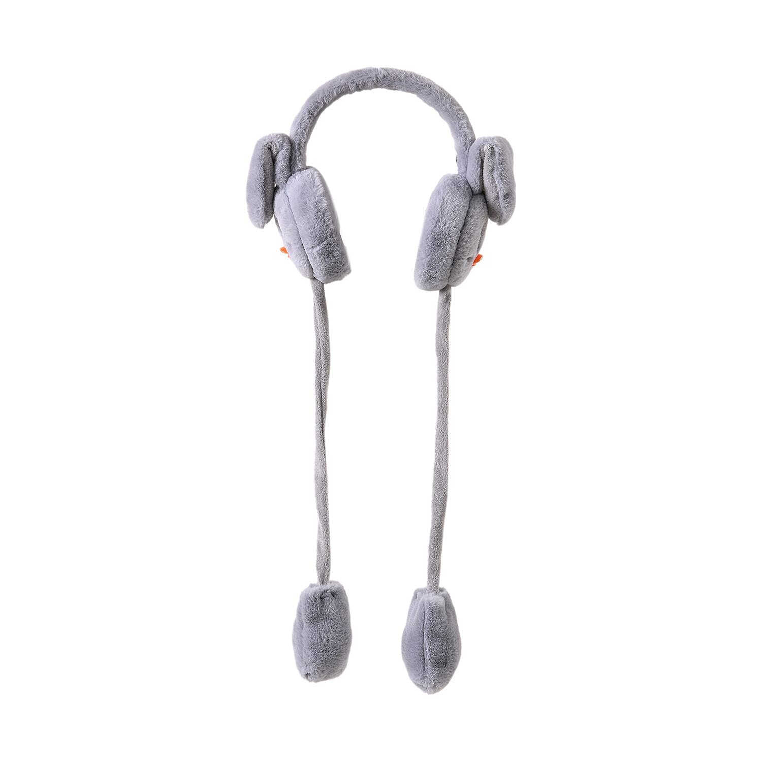 Warm & Plush Winter Earmuffs with Moving Jumping Ear & Duck Face Headband- Blue