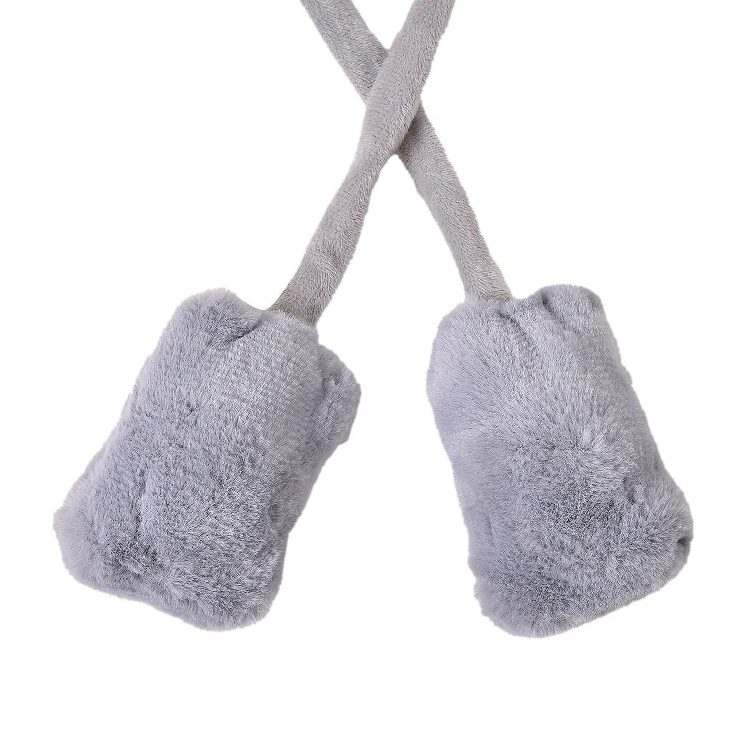 Warm & Plush Winter Earmuffs with Moving Jumping Ear & Duck Face Headband- Blue