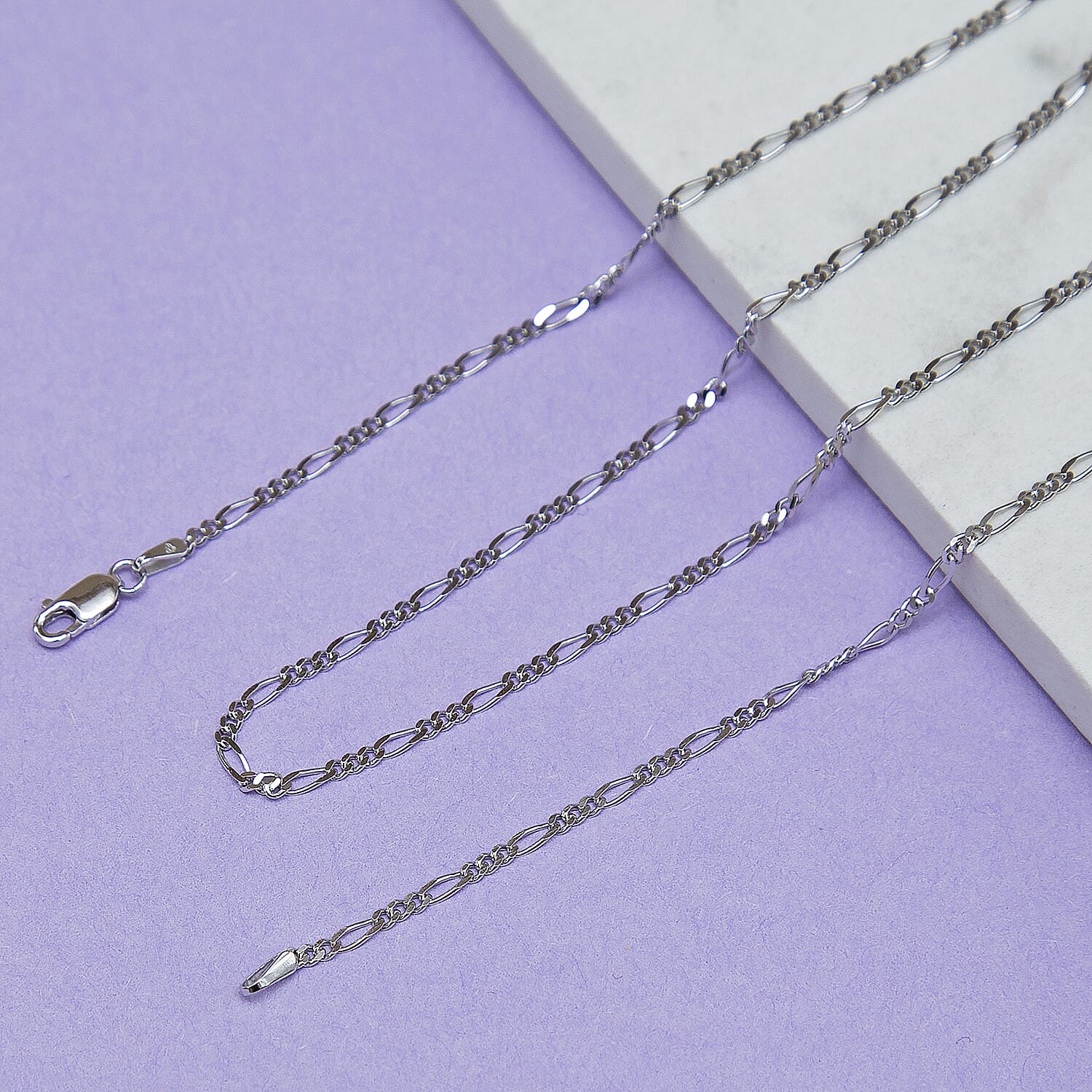 9K White Gold  Chain (Size - 18),  Gold Wt. 3.2 Gms