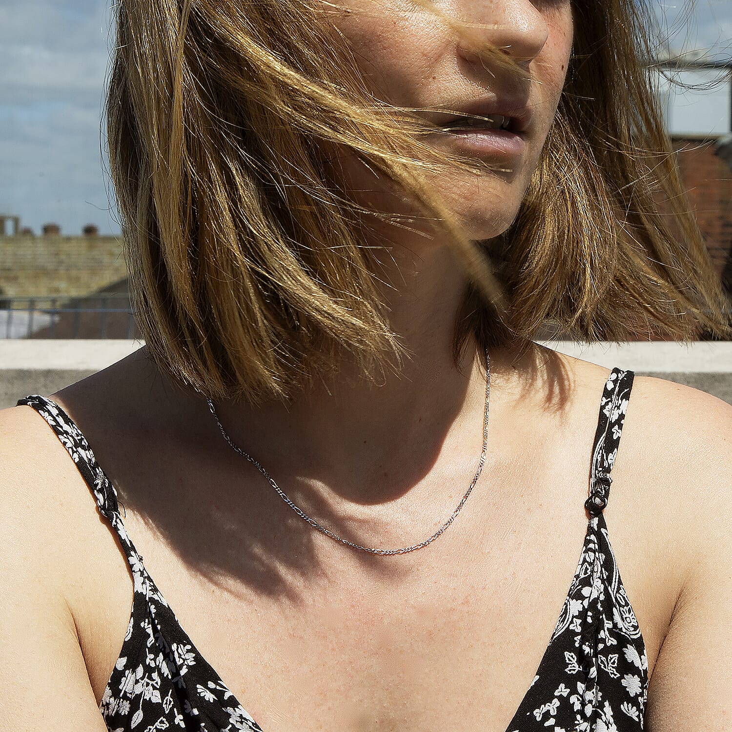 9K White Gold  Chain (Size - 18),  Gold Wt. 3.2 Gms