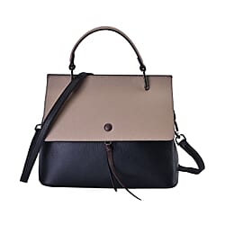 Genuine Leather Crossbody Bag with 2 Exterior Zipped Pockets & Shoulder Strap - Tan